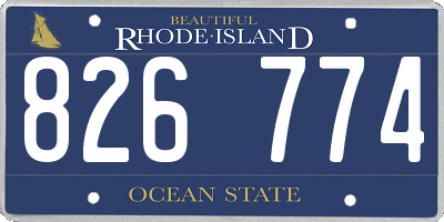 RI license plate 826774