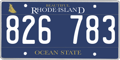 RI license plate 826783