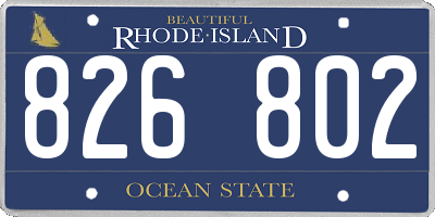 RI license plate 826802