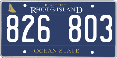 RI license plate 826803