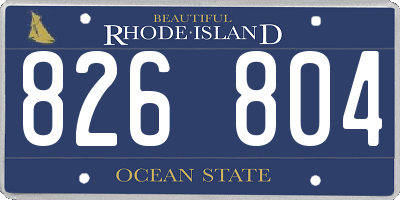 RI license plate 826804