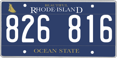 RI license plate 826816