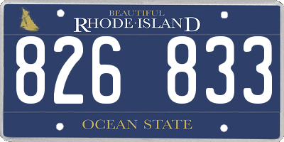 RI license plate 826833