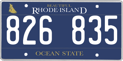RI license plate 826835