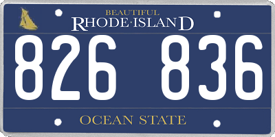 RI license plate 826836