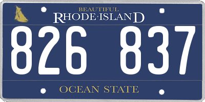 RI license plate 826837