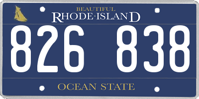 RI license plate 826838