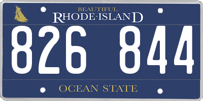 RI license plate 826844