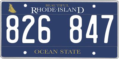 RI license plate 826847