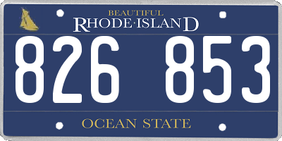 RI license plate 826853