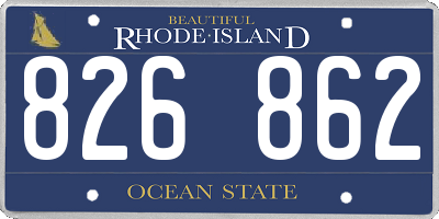 RI license plate 826862