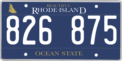 RI license plate 826875
