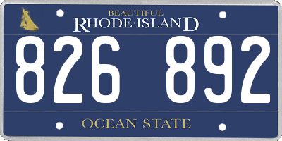 RI license plate 826892