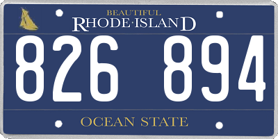 RI license plate 826894