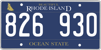 RI license plate 826930