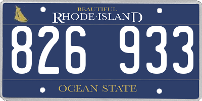 RI license plate 826933