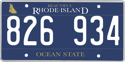 RI license plate 826934