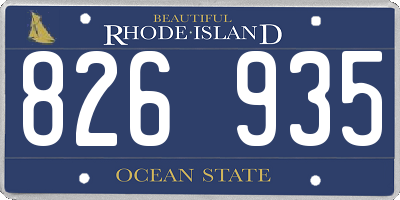 RI license plate 826935