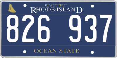 RI license plate 826937