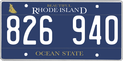 RI license plate 826940