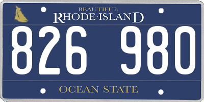 RI license plate 826980