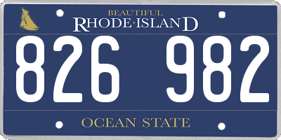 RI license plate 826982