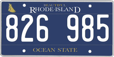 RI license plate 826985