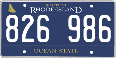 RI license plate 826986