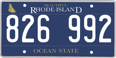 RI license plate 826992