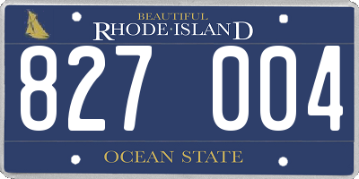 RI license plate 827004