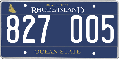 RI license plate 827005