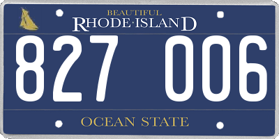 RI license plate 827006