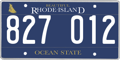 RI license plate 827012