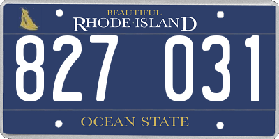 RI license plate 827031