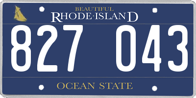 RI license plate 827043