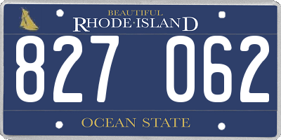 RI license plate 827062