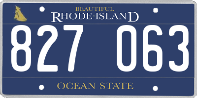 RI license plate 827063