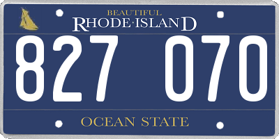 RI license plate 827070
