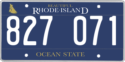 RI license plate 827071