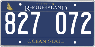 RI license plate 827072
