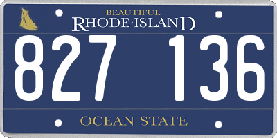 RI license plate 827136