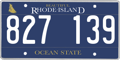 RI license plate 827139