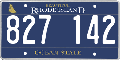 RI license plate 827142