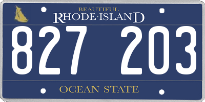 RI license plate 827203