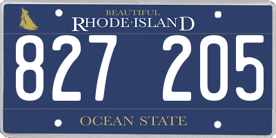 RI license plate 827205