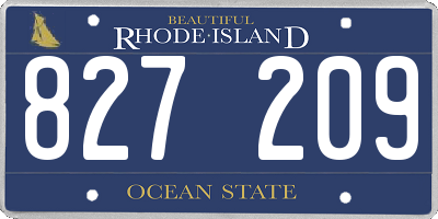 RI license plate 827209