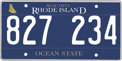 RI license plate 827234