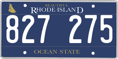 RI license plate 827275