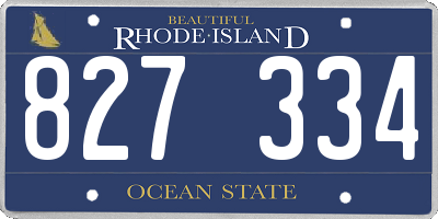 RI license plate 827334
