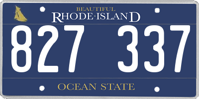 RI license plate 827337